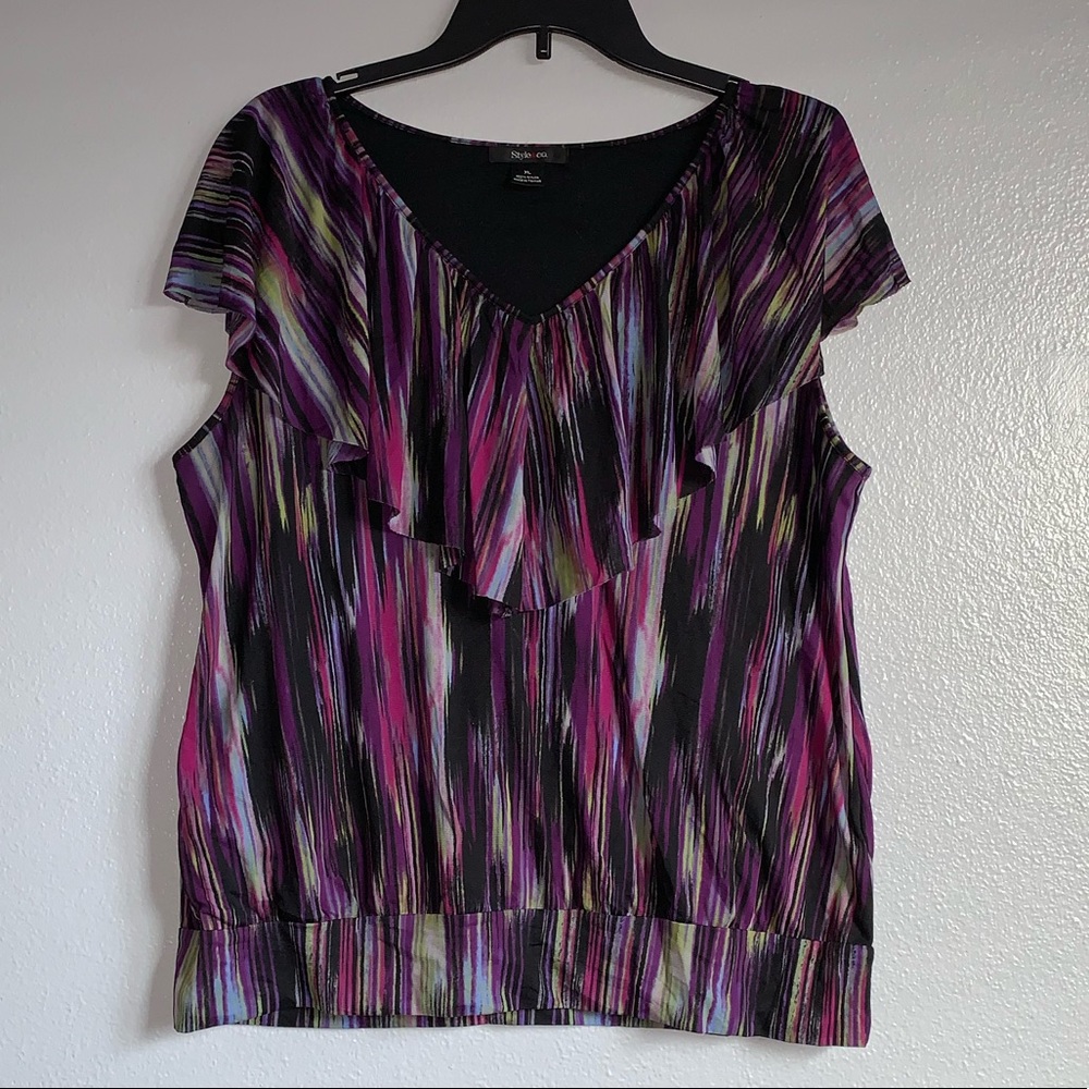 Style & Co stripe blouse with ruffle